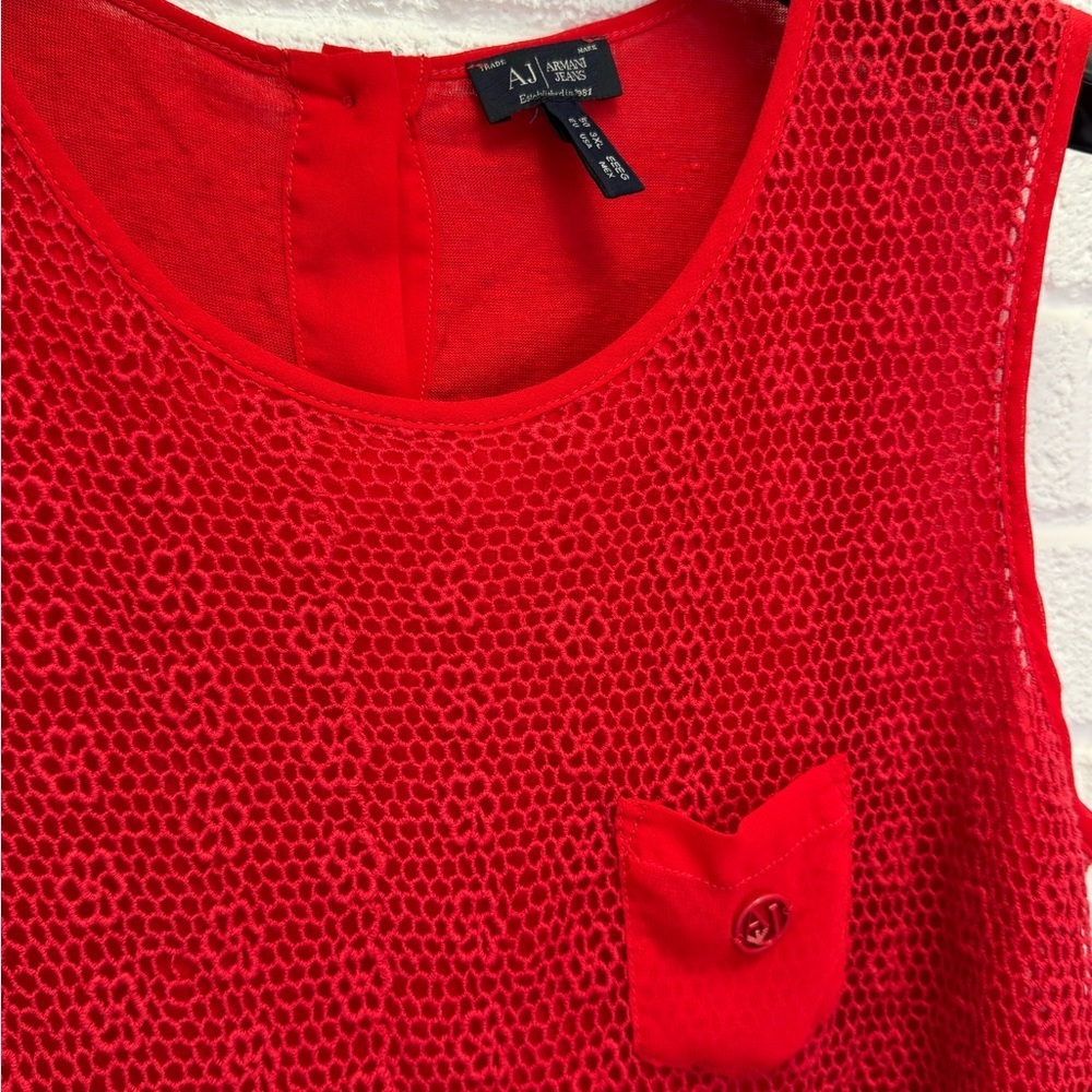 Armani Jeans Red Ribbed Tank Top with Black Trim - Picture 4 of 14